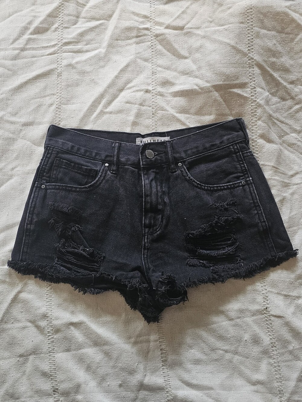 Bullhead Black Distressed Denim Shorts